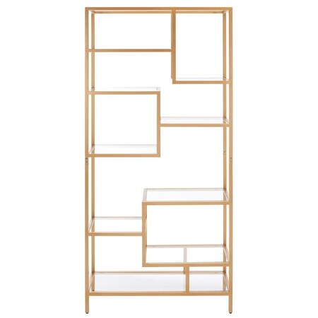 Safavieh 32 x 12 x 72 in. Ramie 10 Shelf Etagere - Gold & Clear ETG6404A